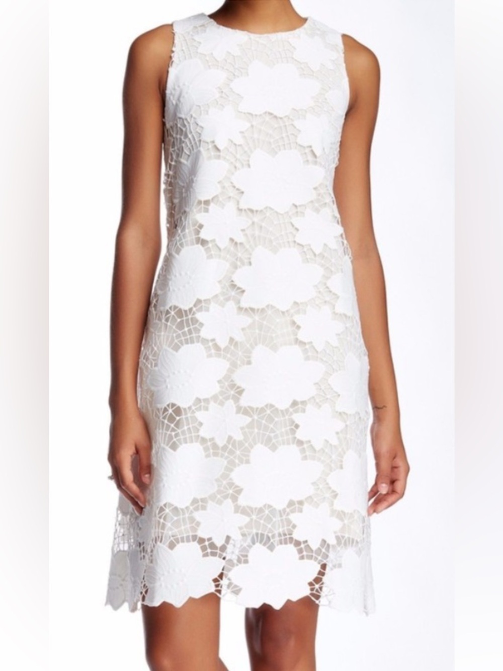 Julia Jordan Sleeveless Lace Shift Dress Sz 10 Floral Peekaboo Lining Party NWOT